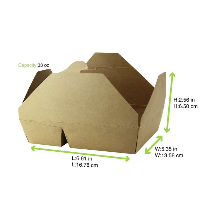 Boite repas carton kraft 2 compartiments  168x135mm H65mm 1 040ml-200Pcs