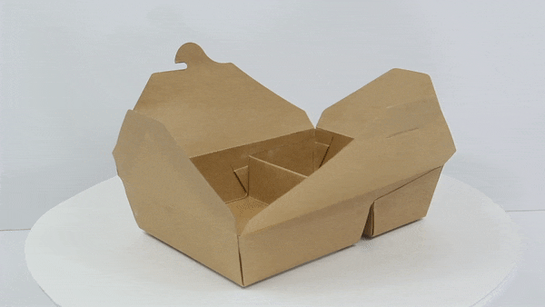 Boite repas carton kraft 2 compartiments  168x135mm H65mm 1 040ml-200Pcs