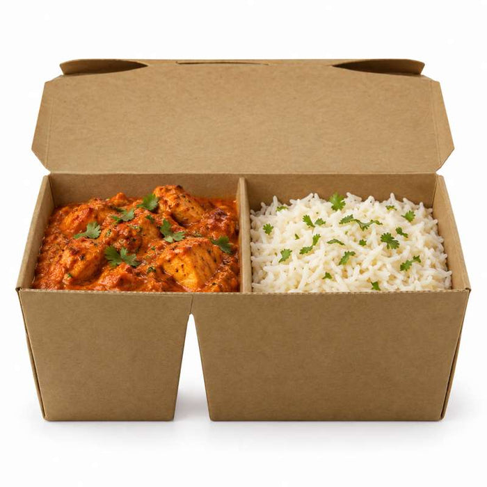 Boite repas carton kraft 2 compartiments  168x135mm H65mm 1 040ml-200Pcs