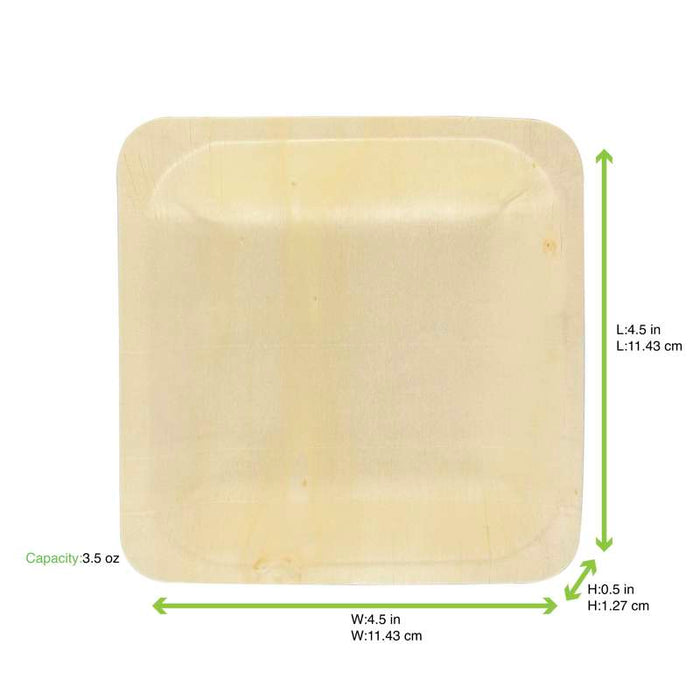 Assiette carrée en bois "Scandinavie"  115x115mm H17mm-250Pcs