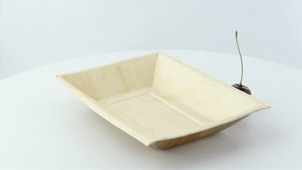 Assiette rectangulaire angles droits en palmier  177x127mm H30mm-100Pcs