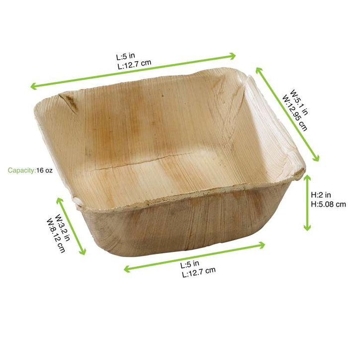 Bol carré en palmier  130x130mm H50mm 450ml-100Pcs