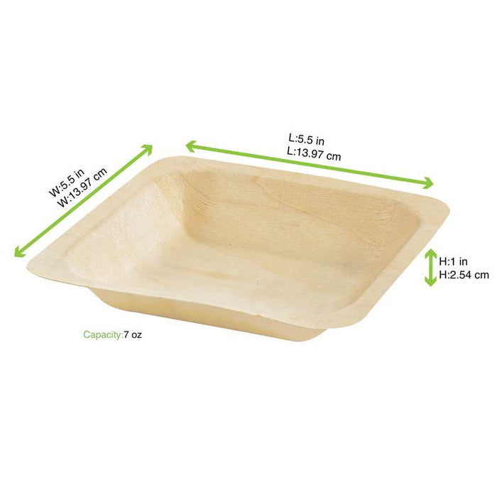 Assiette carrée en bois "Scandinavie"  140x140mm H25mm-250Pcs