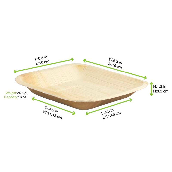 Assiette carrée en palmier  170x170mm H20mm-100Pcs