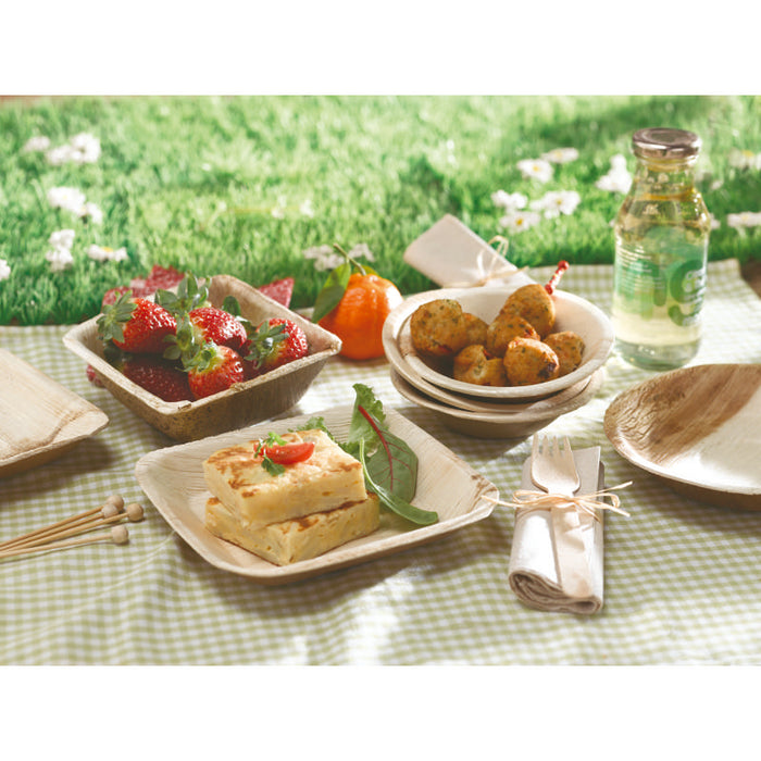 Petite assiette carrée en feuille de palmier à angles vifs 165x165mm H30mm - 60Pcs