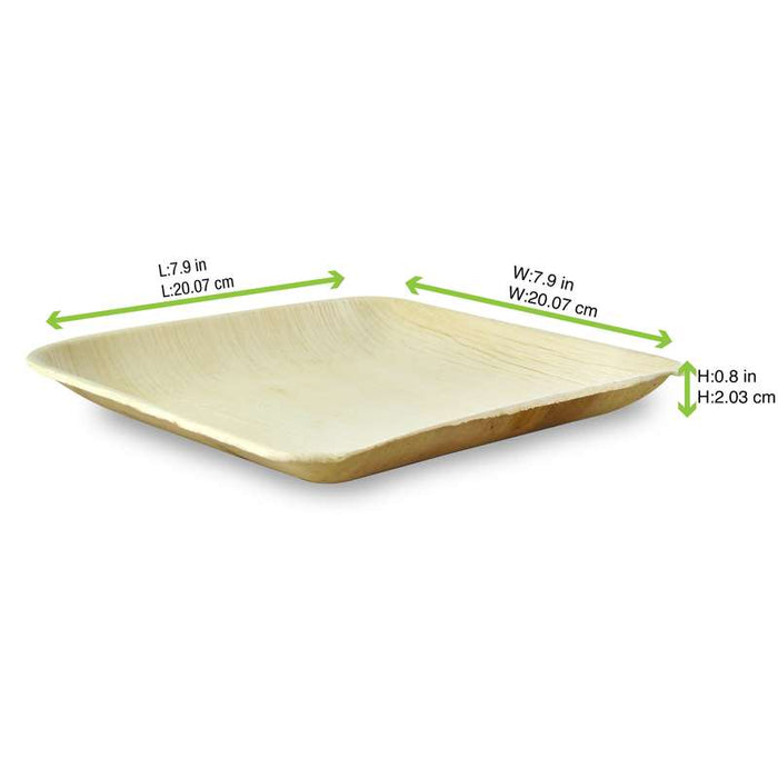 Assiette carrée en palmier  200x200mm H20mm-100Pcs
