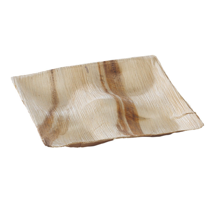 Assiette carrée en palmier 4 compartiments  205x205mm H23mm-100Pcs