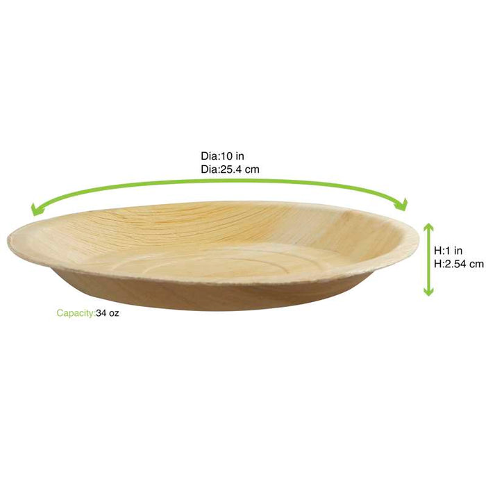 Assiette ronde en feuille de palmier Ø250mm H25mm - 100Pcs