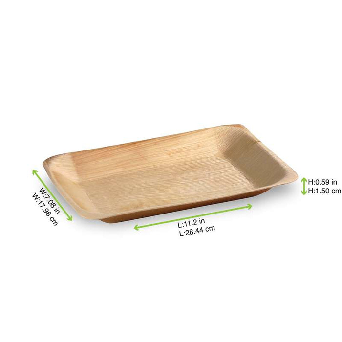Assiette rectangulaire en palmier  280x180mm H15mm-100Pcs