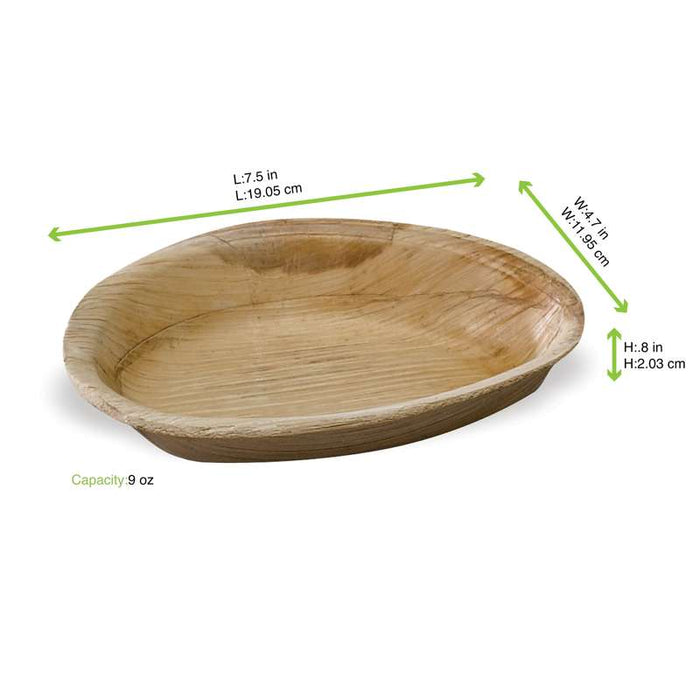 Assiette en palmier forme oeuf  190x120mm H25mm 270ml-100Pcs
