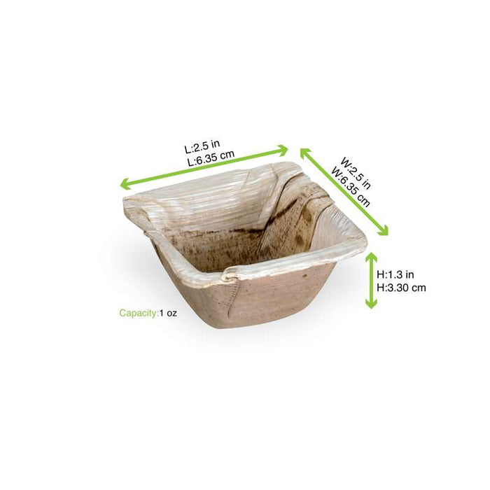 Coupelle carrée en palmier  63x63mm H33mm 35ml-300Pcs