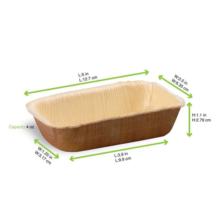Bol rectangulaire en palmier  130x65mm H30mm-200Pcs