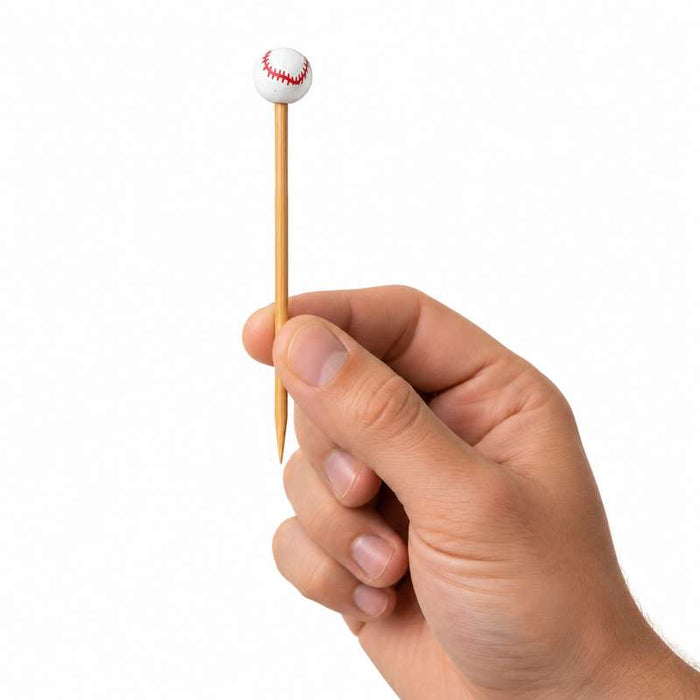 Pique bambou avec une extrémité décor baseball   H120mm - 1000Pcs