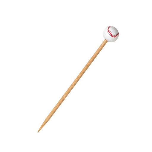 Pique bambou avec une extrémité décor baseball   H120mm - 1000Pcs