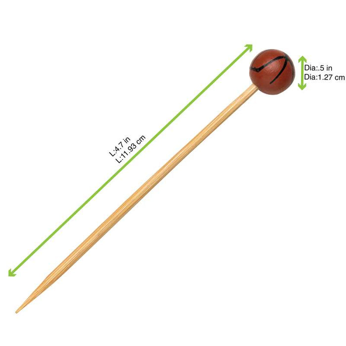 Pique bambou avec une extrémité décor basketball   H120mm-1000Pcs