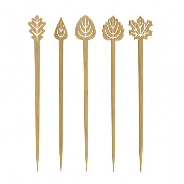 Pic en bambou à décor feuille, modèles assortis 105mm - 1000Pcs