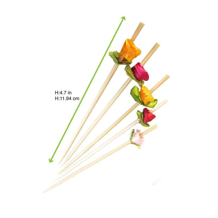 Pique bambou décor fleur  H120mm - 2000Pcs