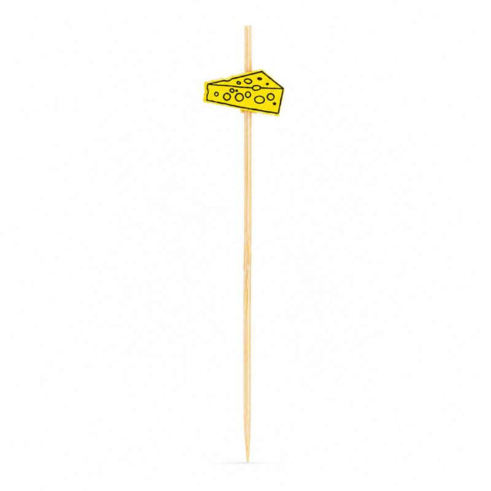 Pique en bambou à décor fromage jaune 100mm - 1000Pcs