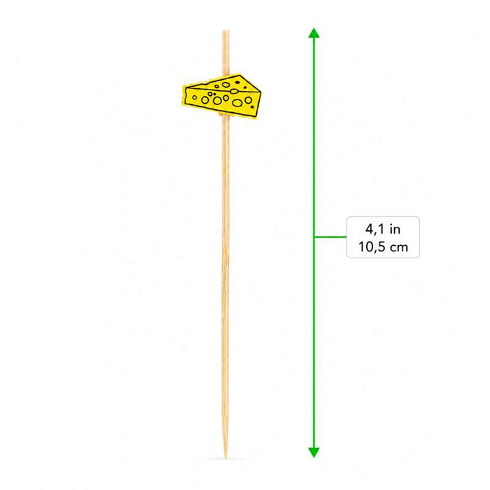 Pique en bambou à décor fromage jaune 100mm - 1000Pcs
