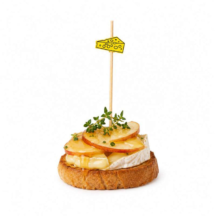 Pique en bambou à décor fromage jaune 100mm - 1000Pcs