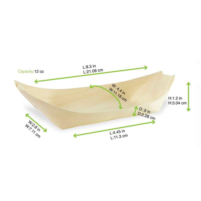 Barquette en bois forme bateau 215x108mm H30mm - 500Pcs