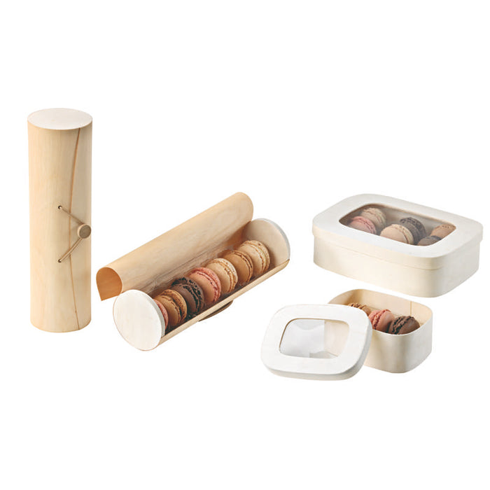 Boite bois cylindrique 7 macarons   H230mm - 50Pcs