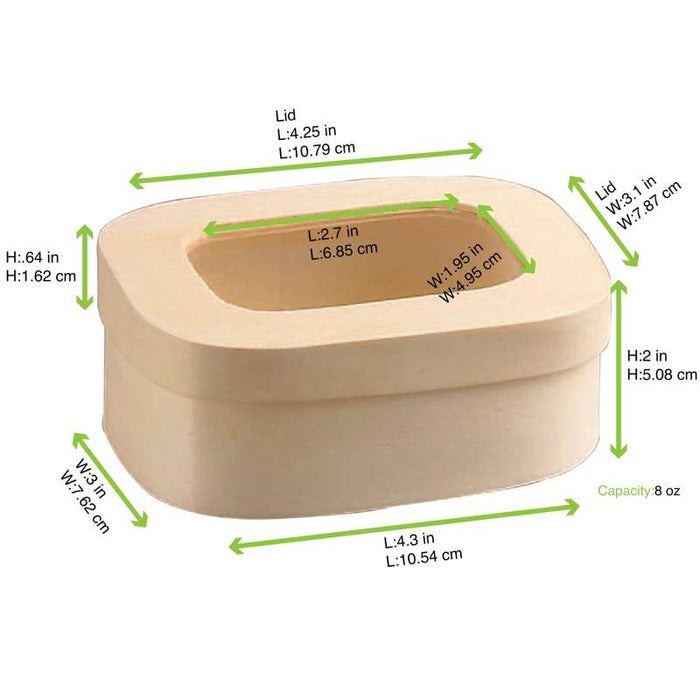 Boite bois rectangulaire avec couvercle à fenêtre  110x80mm H50mm 240ml - 100Pcs