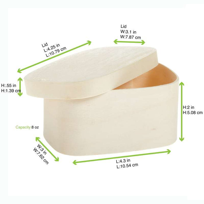 Boite bois rectangulaire avec couvercle  110x80mm H55mm 240ml-100Pcs