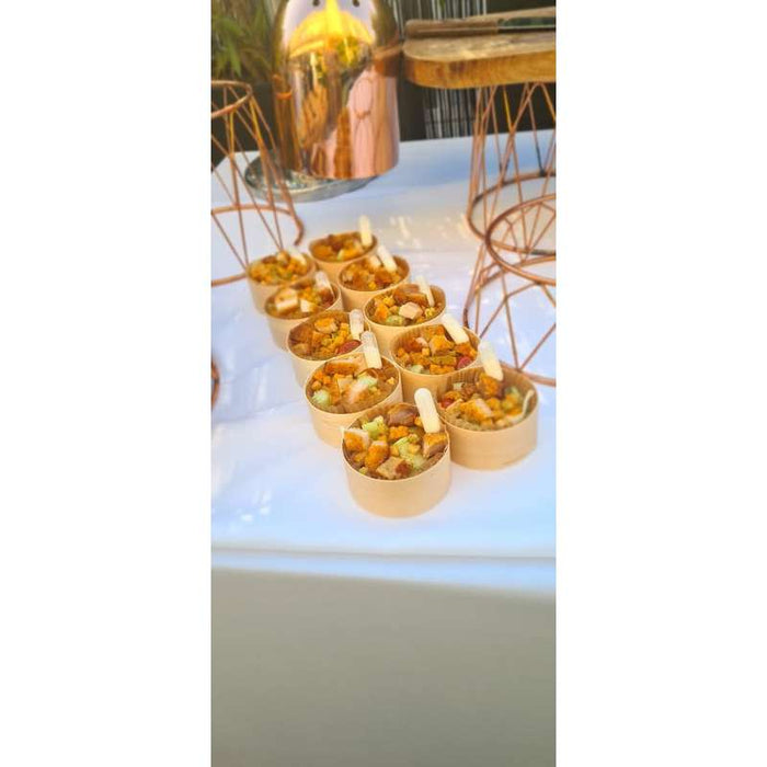Lot de 3 boîtes rondes en bois avec couvercle H25mm - 96Pcs