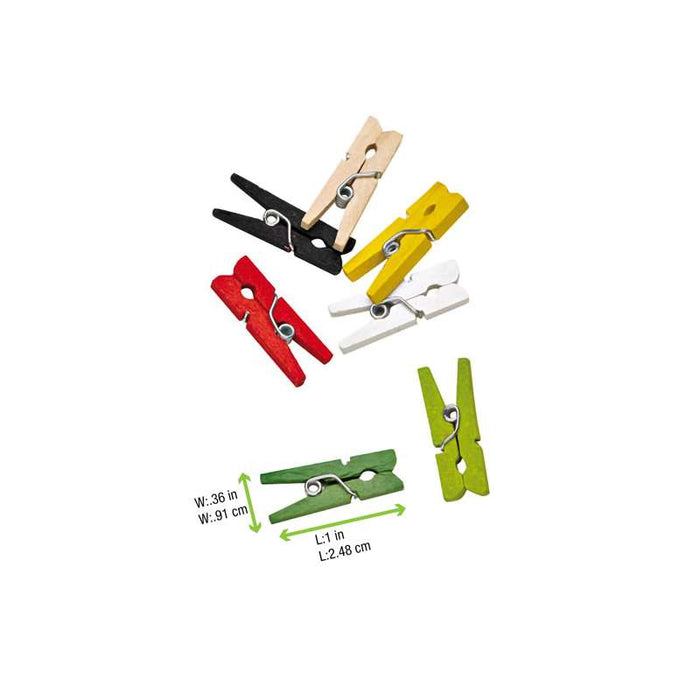 Mini pince à linge bois couleurs assorties   H25mm-2000Pcs
