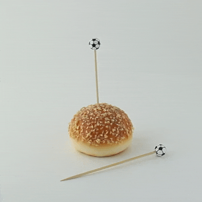 Pique bambou avec une extrémité décor football  H120mm - 1000Pcs