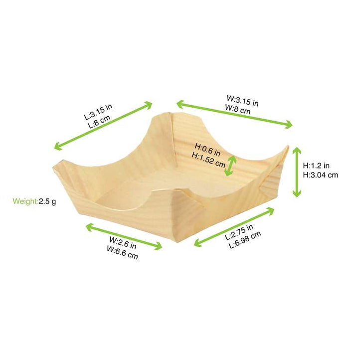 Mini assiette bois 75x75mm H30mm-1000Pcs