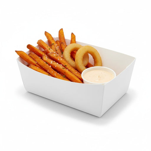 Barquette en carton blanc  150x90mm H50mm 850ml-250Pcs
