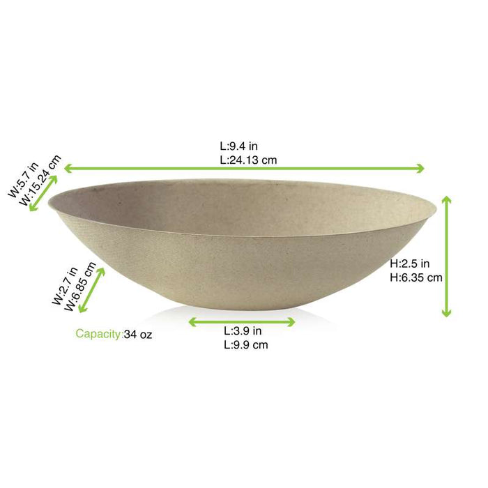 Bol ovale brun en pulpe "BioNchic"  240x145mm H63mm 1000ml-250Pcs