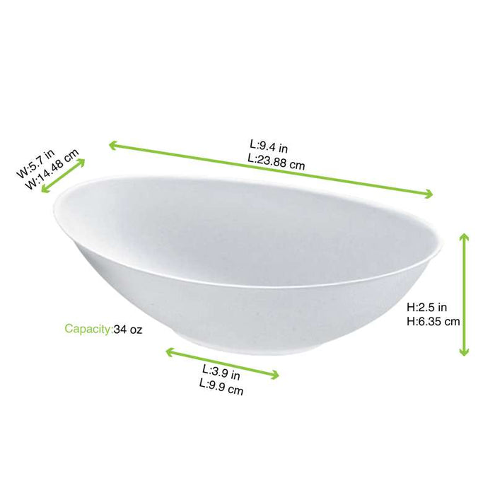 Bol "BioNChic" ovale en pulpe blanche 240x145mm H63mm 1000ml - 250Pcs