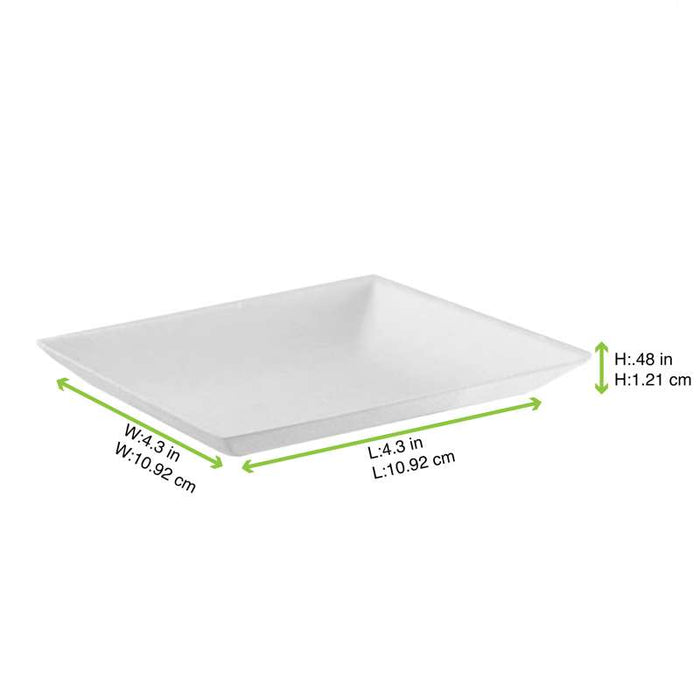 Assiette carrée blanche en pulpe "BioNChic"  110x110mm-100Pcs