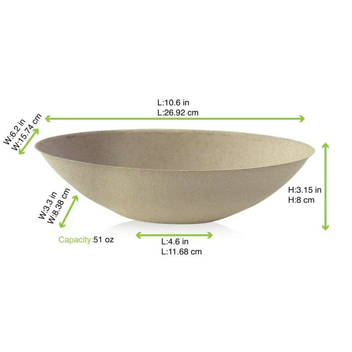 Bol ovale brun en pulpe "BioNchic"  270x165mm H77mm 1500ml-100Pcs