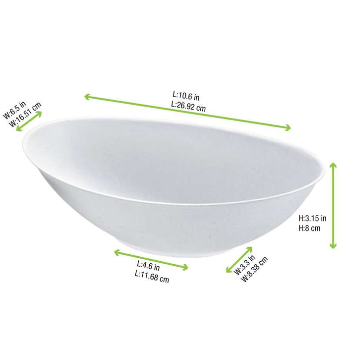Saladier ovale blanc en pulpe "BioNChic" 270x165mm H77mm 1500ml - 100Pcs