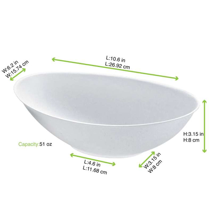 Bol ovale blanc en pulpe "BioNchic" 270x165mm H77mm 1500ml-100Pcs