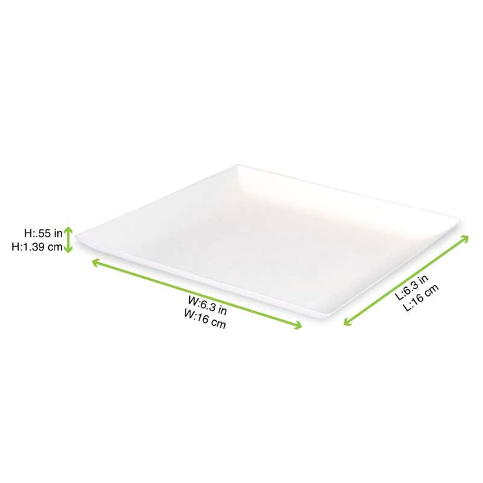 Assiette carrée en pulpe blanche "BioNChic" 160x160mm - 100Pcs