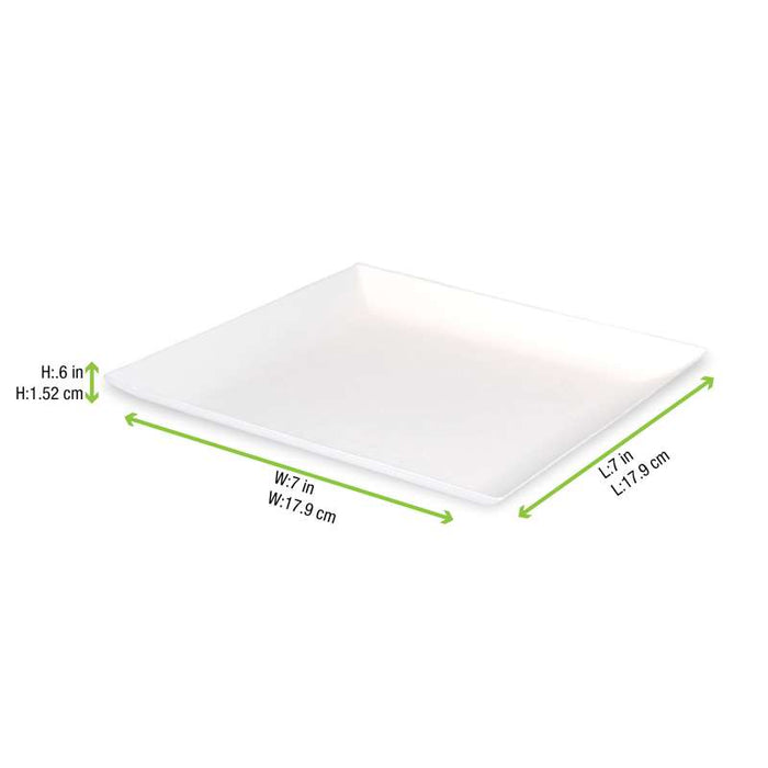 Assiette carrée blanche en pulpe "BioNChic"  180x180mm-100Pcs