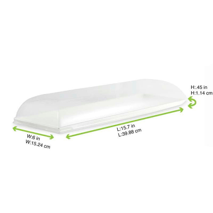 Plateau rectangulaire blanc en pulpe "BioNchic"  400x150mm-100Pcs
