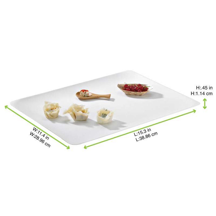 Plateau en pulpe blanc rectangulaire "BioNChic" 390x290mm - 200Pcs