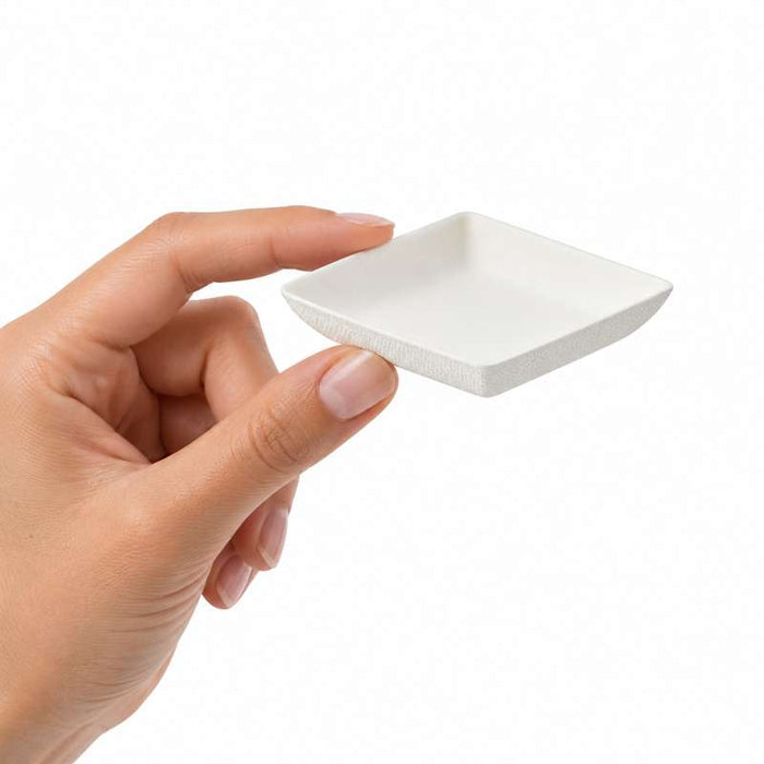 Assiette carrée blanche en pulpe "BioNChic"  65x65mm-300Pcs
