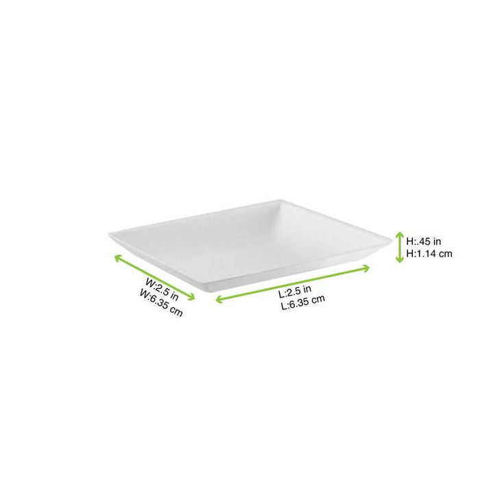 Assiette carrée blanche en pulpe "BioNChic"  65x65mm-300Pcs