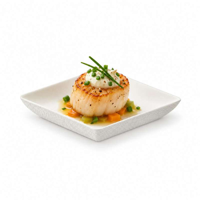 Assiette carrée blanche en pulpe "BioNChic"  65x65mm-300Pcs