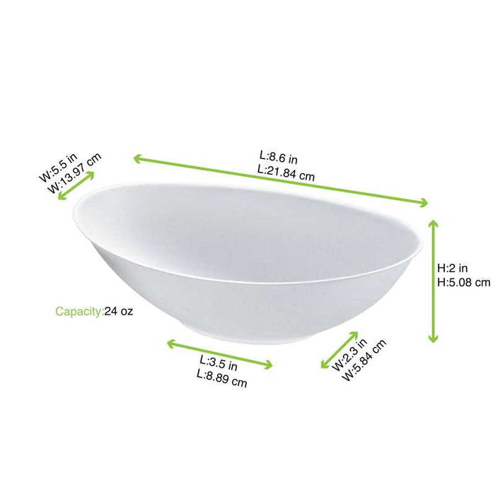 Bol ovale blanc en pulpe "BioNchic" 225x135mm H55mm 750ml-250Pcs