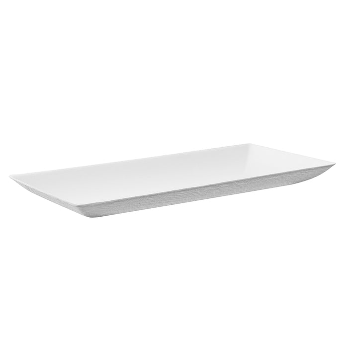 Assiette rectangulaire blanche en pulpe "BioNChic" 180x90mm-100Pcs