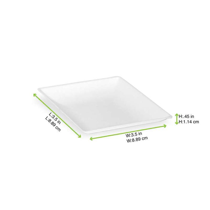 Assiette carrée blanche en pulpe  90x90mm-100Pcs