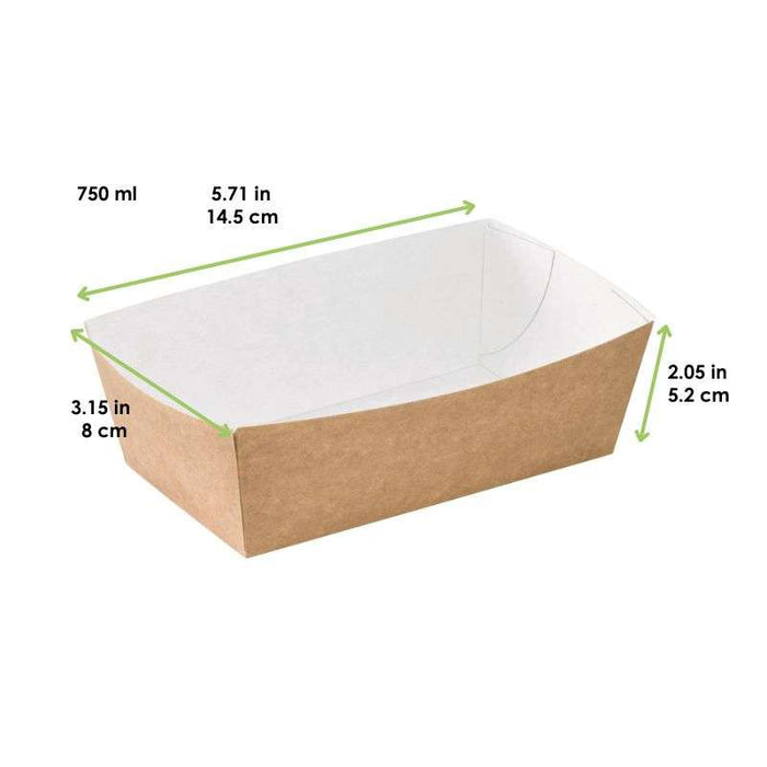 Barquette en carton kraft  145x80mm H52mm 750ml-600Pcs
